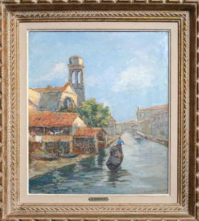 null Clément CASTELLI (1870-1959). San Troveso à Venise. Huile sur toile signée en...