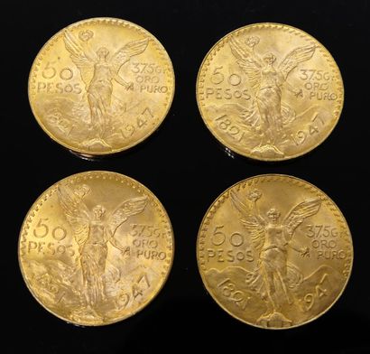 null FOUR PIECES of 50 PESOS gold