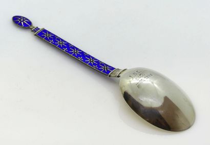 null Jacob TOSTRUP in Oslo. Decorative silver spoon enamelled blue with radiating...
