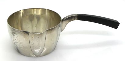 null CASSEROLE with SAUCE in plain silver, the handle in ebony. Minerve hallmark...