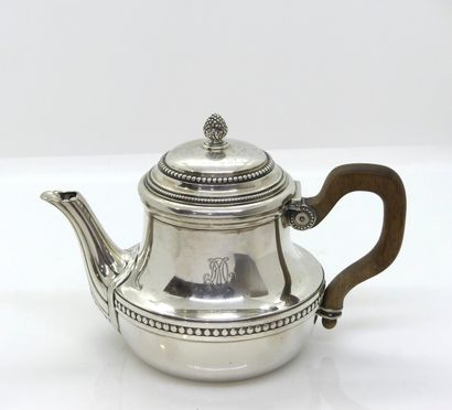 null 
Vve A. RISLER and CARRE. Silver selfish teapot, with flat bottom, decorated...