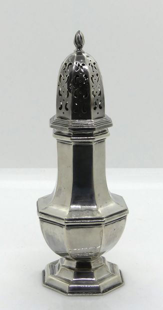null SAUPOUDROIR in silver of baluster form with sides, the openwork dome. English...