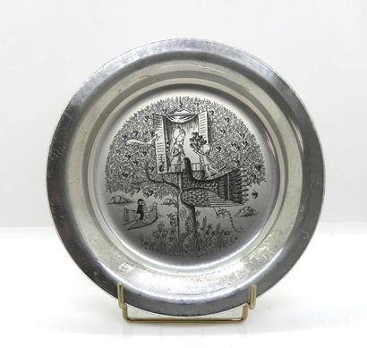 null Raymond PEYNET. Silver plate 925 millet engraved "The tree with hearts". Weight...