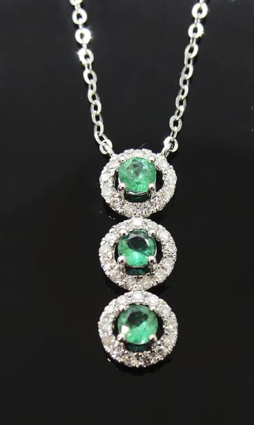 NECKLACE in white gold 750 mils. decorated...