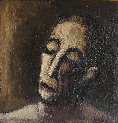 Djilali KADID (1956), portrait d'homme huile...