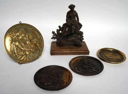null LOT including element of clock in regule "the young harvester", a plate in bronze...