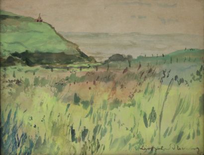 null Léopold STEVENS (1866-1935). Paysage herboyant. Aquarelle signée en bas à droite....