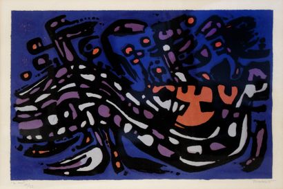 Alfred MANESSIER (1911-1993) La nuit. Lithographie en couleur numérotée 10/53 titrée...