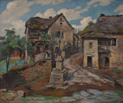 null Henri PAILLER (1876-1954) Place de village. Huile sur toile signée en bas à...