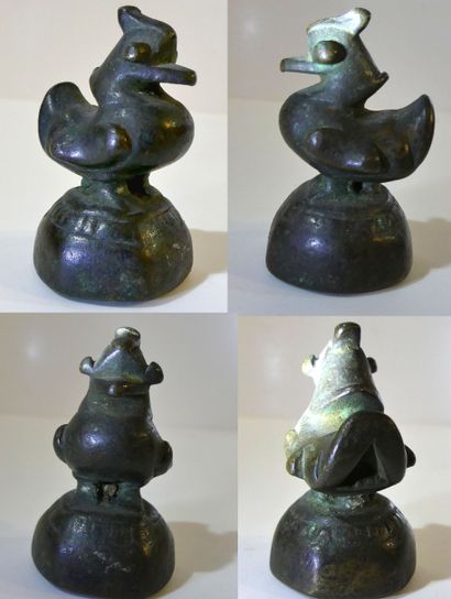 null Poids à opium en bronze en forme d'oiseau mythique Hamsa - Décorations de 2...