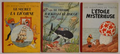 HERGE. Les aventures de Tintin. Lot de trois...