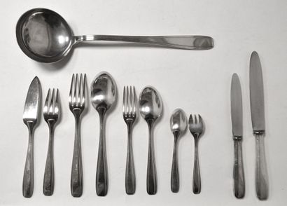 null ERCUIS. Silver-plated cutlery set, Art Deco model, including twelve place settings,...