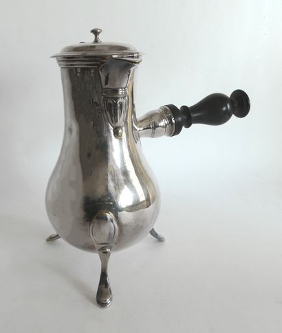null CHRISTOFLE. Important silver-plated VERSEUSE, the baluster body on three feet...