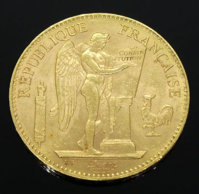 PIECE of 100 francs gold Winged Genie 19...