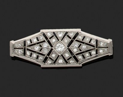 Platinum and white gold pin, the openwork...