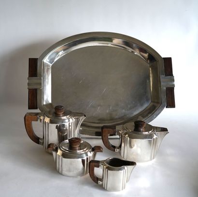 null Luc LANEL (1893-1965) for CHRISTOFLE. THE-CAFE service in silver plated metal,...