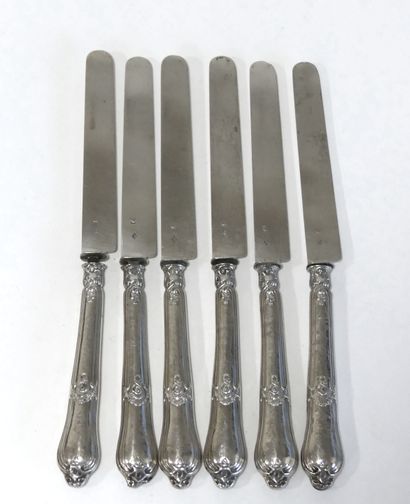 null SIX silver and silver-plated fruit knives. Hallmark Minerve 2nd title Gross...