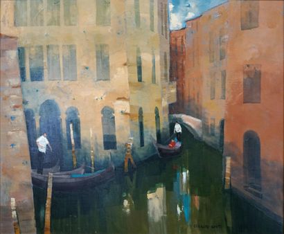 null Bernard CONTE (1931-1995). Rio à Venise. Huile sur toile signée en bas à droite,...