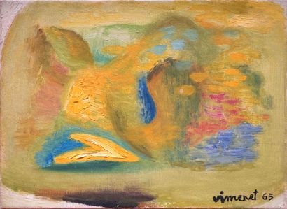 null Jean VIMENET (1914-1999). Composition. Huile sur toile signée et datée 1965...