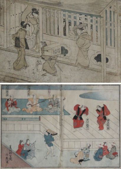 JAPON, XIXe. ESTAMPE, scène de cour avec...