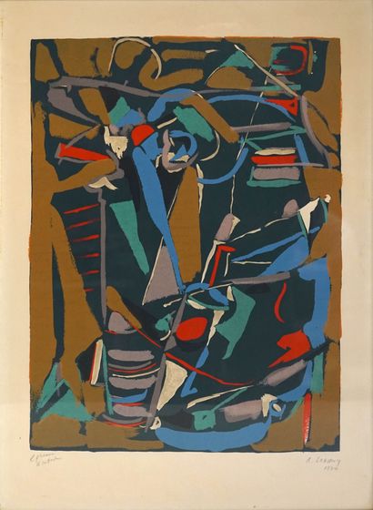 null André LANSKOY (1902-1976) Composition. Lithographie, épreuve d’artiste en couleur...
