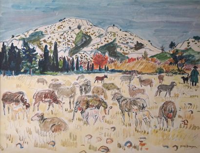 Yves BRAYER (1907-1990). Moutons dans les...