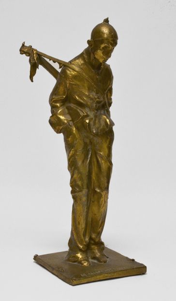 null Maurice GUIRAUD-RIVIERE (1881-1947) Pierrot. Bronze à patine dorée signée. H....