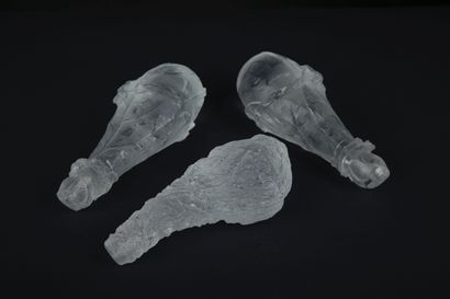 null Serge MANSAU. Series Eaux captives. Three purses in pressed molded crystal with...