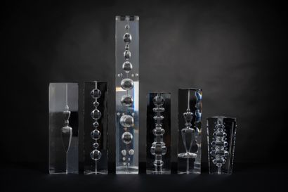 null Serge MANSAU. Collection Prisme. Six prototypes de flacons en métacrylate. H....