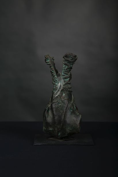 null Serge MANSAU. Water fishermen series. Water purse. Sculpture in bronze and glass...