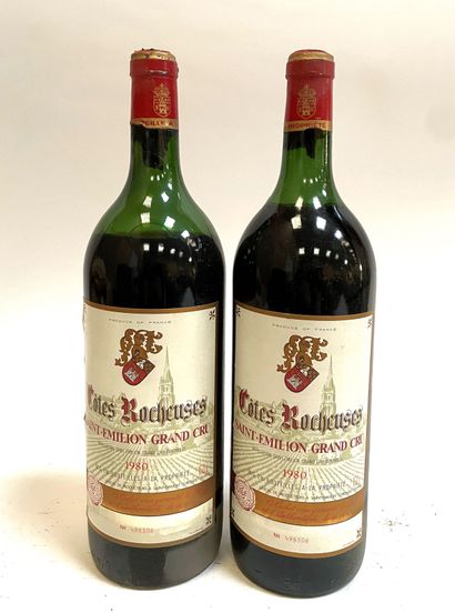 null 2 magnums Bordeaux, Saint-Emilion, Grand cru CÔTE ROCHEUSE, 1980, numérotées...