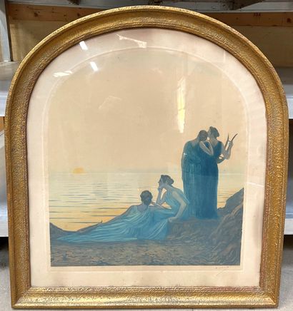 null LORRAIN René - D'après Alphonse OSBERD (1857-1939). "Femmes à l'antique au soleil...