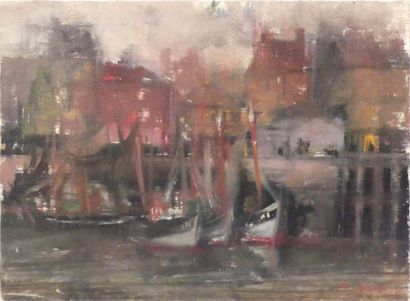 Maud GERARD (1915–2013) Esquisse port d'Ostende,...
