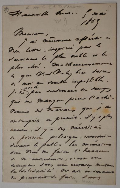 null HUGO (Victor) poète et écrivain français (1802-1885) Lettre autographe signée...