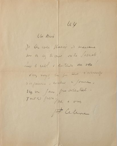  CELINE (Louis Ferdinand) écrivain et médecin français (1894-1961) Lettre autographe...