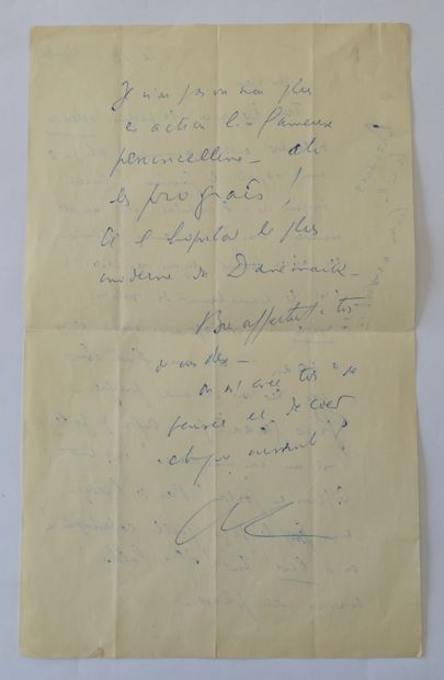 null CELINE (Louis Ferdinand) écrivain et médecin français (1894-1961) Lettre autographe...