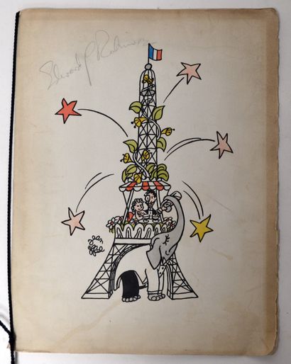  EFFEL (Jean) illustrateur français (1908-1982) Menu de « La Grande Nuit de Paris...