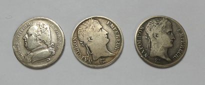Trois PIECES en argent Napoléon et Louis...
