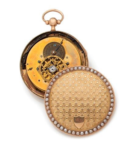 GOUSSET WATCH in yellow gold 750 mil. guilloche,...
