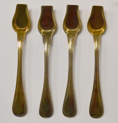  Four PELLES ˆ SEL in vermeil, modle filets, 1809-1819. Weight 55 g