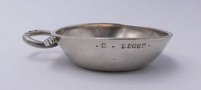 null WINE TASTE in silver, the handle snake, the plain body inscribed E.BEGUE. Crab...