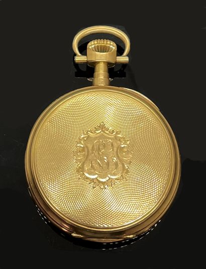 GOUSSET WATCH in yellow gold 750 mil. guilloche,...