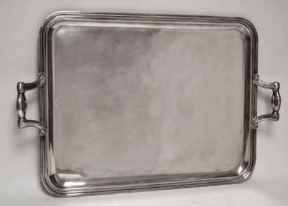 CHRISTOFLE PLATEAU in silver metal of rectangular...