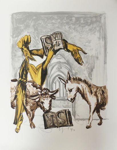 null Gérard GAROUSTE (born in 1946). Homage to Grünewald, 2003. Lithograph in colors...