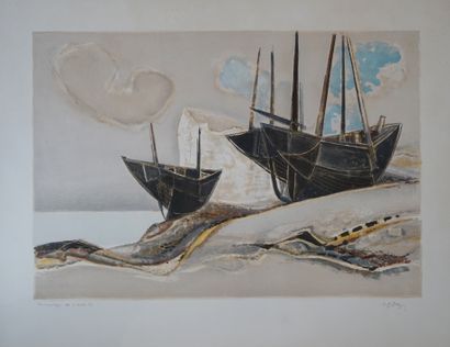 Georges DAYEZ (1907-1991) Barques échouées....