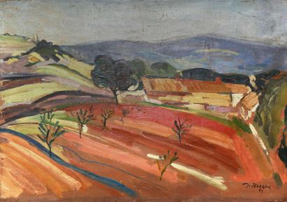 null Jacques BERGER (1902-1977). Paysage provençal. Huile sur toile signée en bas...
