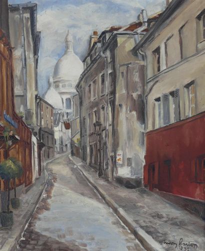 null Henry FARION (?-1991) Rue à Montmartre. Huile sur toile signée et datée 1932...