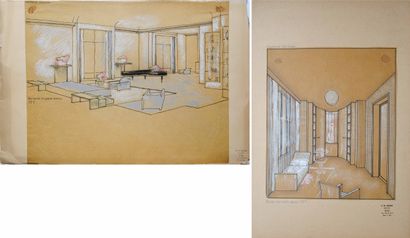 null Jean-Charles MOREUX (1889-1956) Lot of twenty three interior projects and achitectural...
