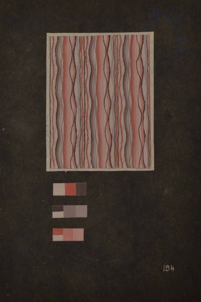 null 
Eric BAGGE (1890-1978) Lot de dix-neuf projets de tissu ou papier peint à motifs...