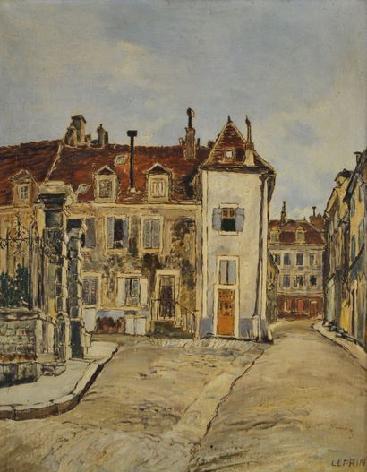 null Marcel François LEPRIN (1891-1933) Un coin de rue. Huile sur toile signée en...